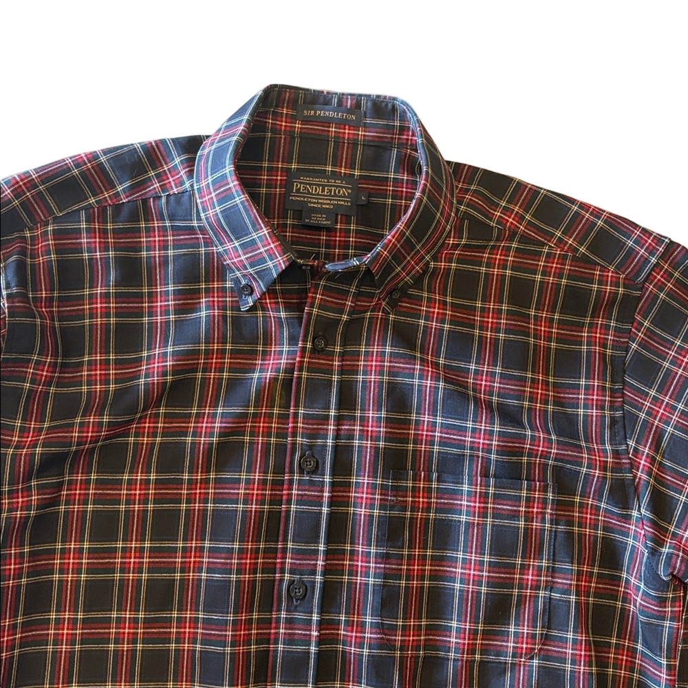 Pendleton Sir Pendleton Wool Tartan Plaid Button Down Shirt Mens L